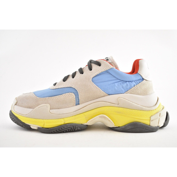 Balenciaga Triple S V2 Blue Yellow Suede Nylon Speed Flat  Balenciaga Triple S V2 Blue Yellow Suede Nylon Speed Flat Trainer Sneaker 39